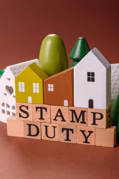 Stamp duty tax, property investment concept, business processes related to real estate. Stamp duty inscription as a background for business design