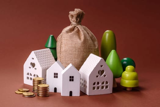 Money, property and loan, conceptual business background. Investments in property or land