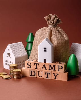 Stamp duty tax, property investment concept, business processes related to real estate. Stamp duty inscription as a background for business design