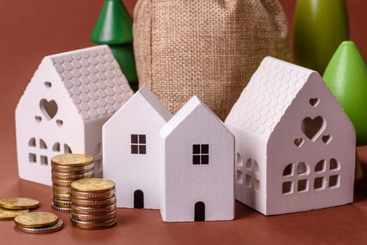 Money, property and loan, conceptual business background. Investments in property or land