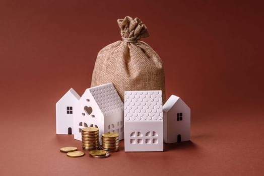 Money, property and loan, conceptual business background. Investments in property or land