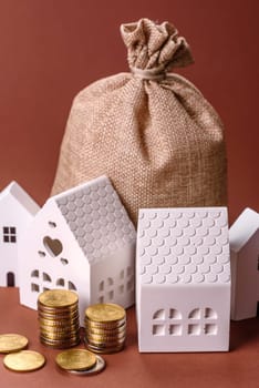 Money, property and loan, conceptual business background. Investments in property or land