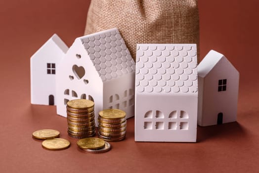 Money, property and loan, conceptual business background. Investments in property or land