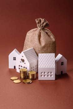 Money, property and loan, conceptual business background. Investments in property or land