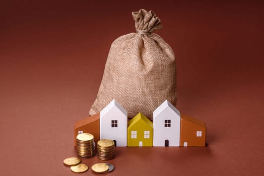 Money, property and loan, conceptual business background. Investments in property or land
