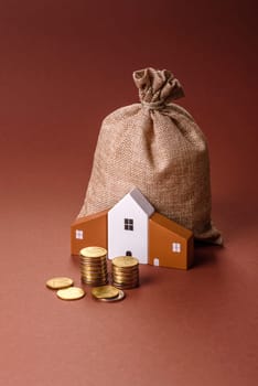 Money, property and loan, conceptual business background. Investments in property or land