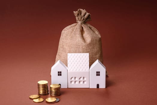 Money, property and loan, conceptual business background. Investments in property or land