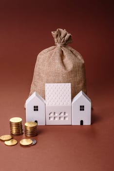 Money, property and loan, conceptual business background. Investments in property or land