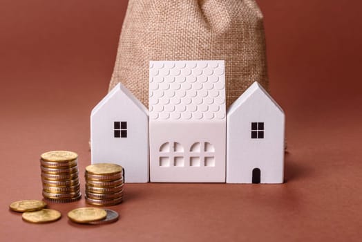 Money, property and loan, conceptual business background. Investments in property or land
