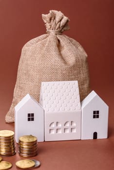 Money, property and loan, conceptual business background. Investments in property or land