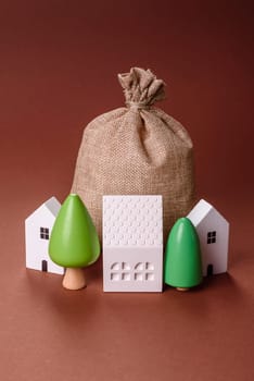 Money, property and loan, conceptual business background. Investments in property or land