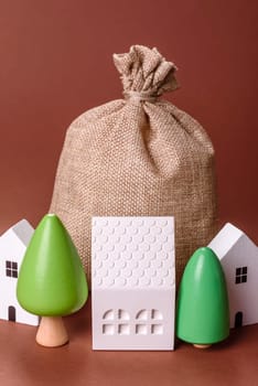 Money, property and loan, conceptual business background. Investments in property or land
