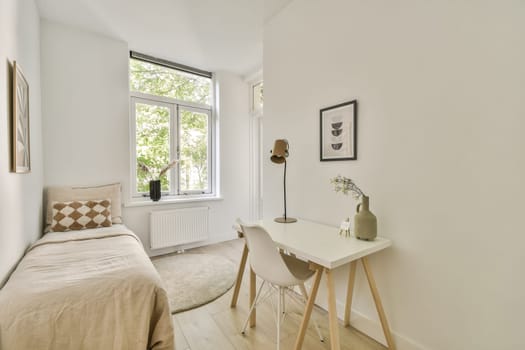 A serene and minimalistic interior showcases a cozy room featuring natural light, soft colors, and elegant decor, creating a peaceful atmosphere for relaxation.