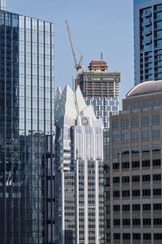Austin, TX - 10 April 2025: Waterline building due to be tallest in Texas behind Frost Bank Tower in Austin skyline