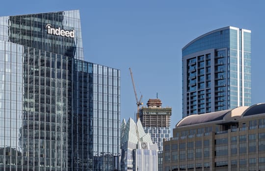 Austin, TX - 10 April 2025: Waterline building due to be tallest in Texas behind Frost Bank, Indeed Tower and Austonian in Austin skyline