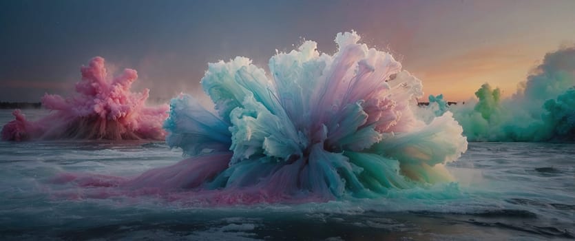A vibrant explosion of colors bursts against a deep black background, showcasing a stunning display of colorful powder. This captivating image radiates energy and creativity for artistic projects.