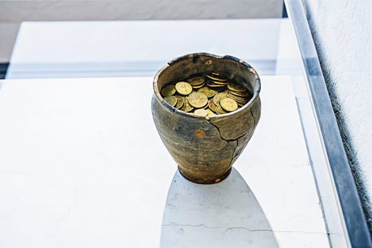 a stock or store of money or valued objects, typically one that is secret or carefully guarded