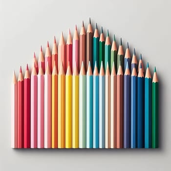 A vibrant arrangement of colorful crayons, perfectly aligned. Ideal for creative projects, art supplies and displaying diversity and creativity.
