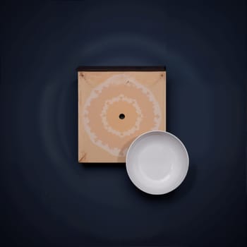 Small white circle on dark blue, AI generation.