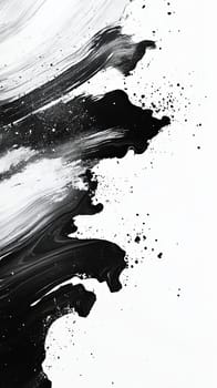 Dynamic lines and ink splash details converge in a minimalist black and white design. This composition evokes modern artistry while offering a sleek backdrop for creative projects.