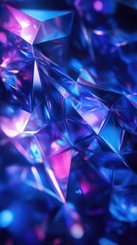 Vivid blue and purple hues create an abstract environment filled with sharp angles and geometric patterns. This design embodies a modern aesthetic with crisp details suitable for various applications.