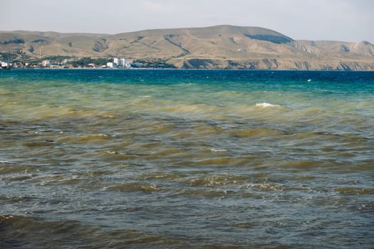 Koktebel bay showing layers of color and white rock in Crimea, Russia