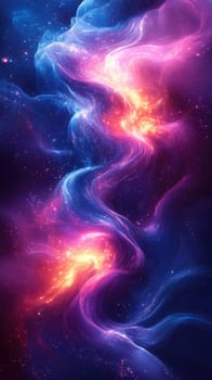 This captivating abstract background features flowing lines in magenta and cyan colors, creating a dynamic visual effect.