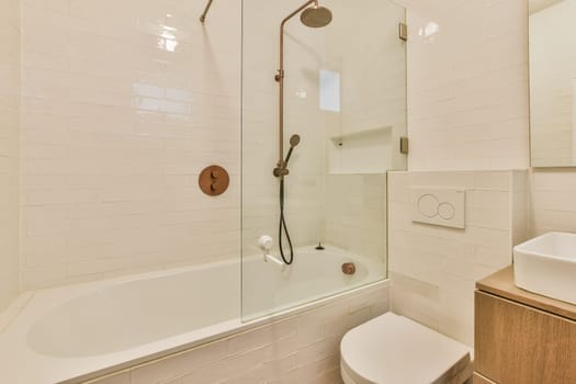 a bathroom with a toilet, sink and bathtub in the same room on the other side of the wall