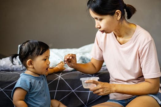 Mother Is Feeding Her Child, Background for advertising and wallpaper in food and lifestyle scene.