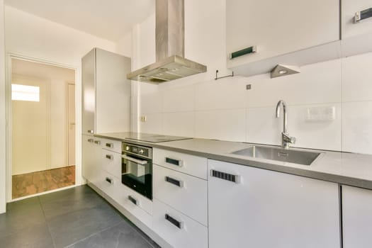Sleek white cabinetry and a minimalist layout define this modern kitchen, featuring an open space and high-quality appliances for a contemporary feel.