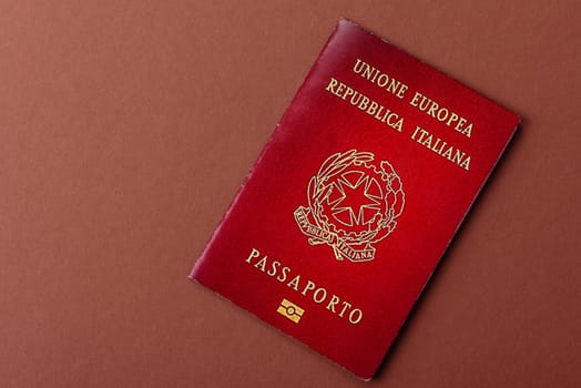 Italy passport for travelling, flying and doing business. Italian document, id for crossing the border