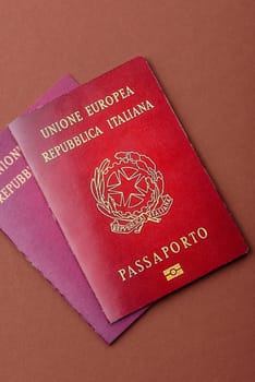 Italy passport for travelling, flying and doing business. Italian document, id for crossing the border