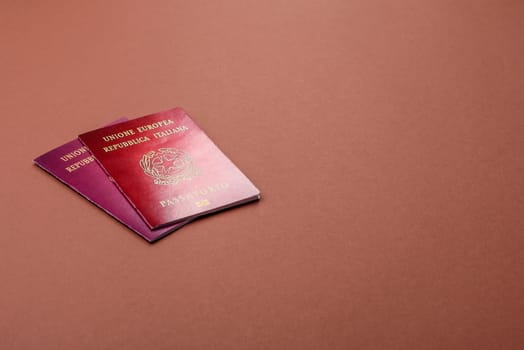 Italy passport for travelling, flying and doing business. Italian document, id for crossing the border