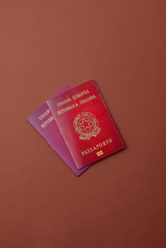 Italy passport for travelling, flying and doing business. Italian document, id for crossing the border