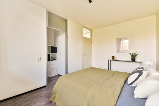 A beautifully designed modern bedroom showcasing minimalistic decor, natural light, and a calming color palette. Perfect for contemporary living.