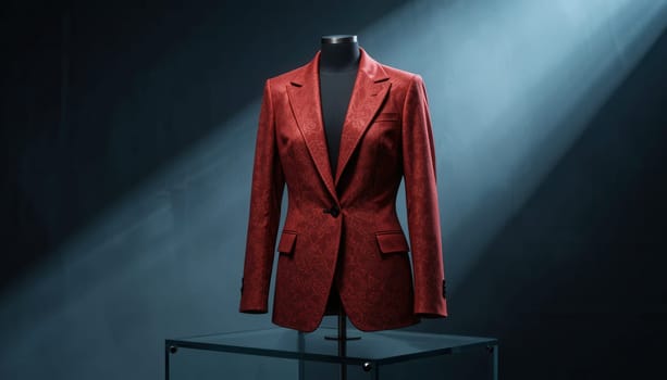 Elegant Red Blazer on a Mannequin in a Studio Setting