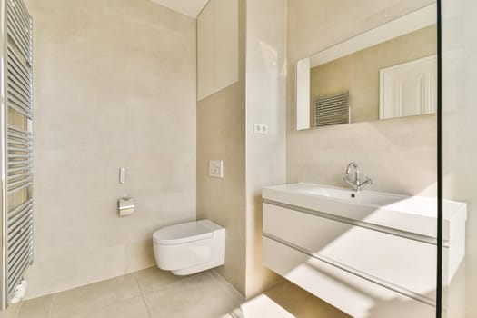 Bright and spacious bathroom featuring sleek fixtures, minimalist design, and neutral tones. Ideal for contemporary home aesthetics.