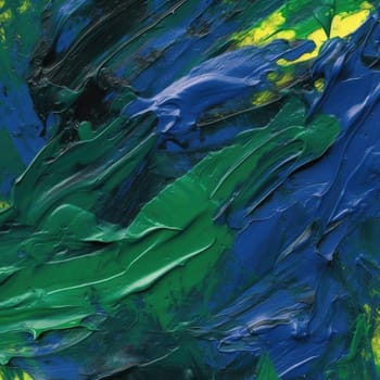 Abstract background - green and blue oil paint on canvas close up (ID: 001782)