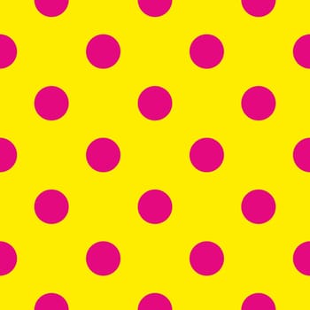 Seamless pattern with big pastel pink polka dots on a sunny yellow background. For desktop wallpaper, cards, invitations, wedding or baby shower albums, backgrounds, arts and scrapbooks.
