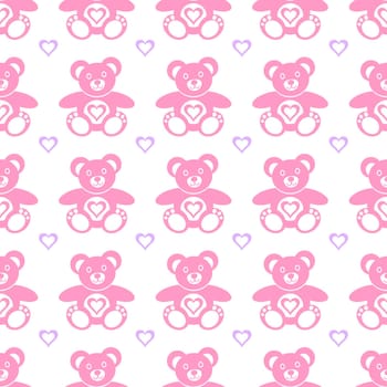 Seamless pattern made of cute pink teddy bears