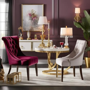 Luxury interior of living room with armchairs and table (ID: 001864)