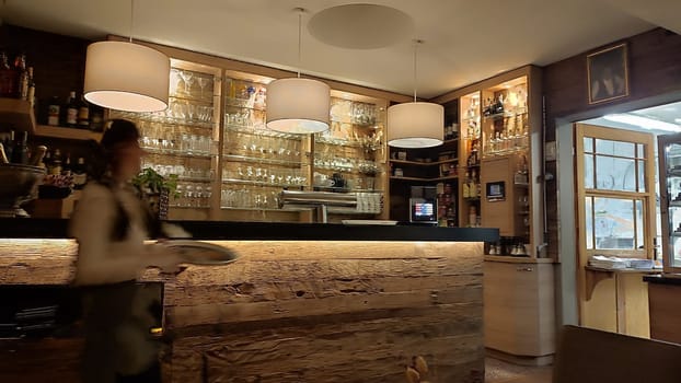 October 17 2024 Bad Schandau Germany Europe - Modern cozy bar cafe restaurant objects indoor furniture building house interior design decor decorations objects travel tourism shotlisttravel editorial