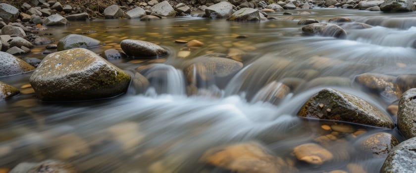 Flowing water over rocks in a river