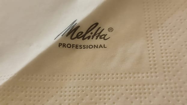 October 17 2024 Bad Schandau Germany Europe Napkin Melitta Professional cafe bar restaurant sign logo editorial shotlisttravel travel tourism objects High quality photo design decor white background