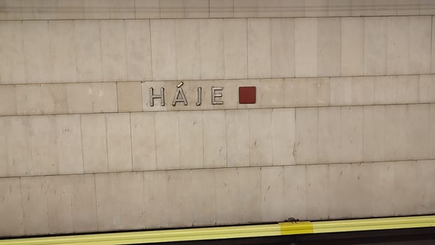 October 23 2024 Prague Czech Republic Europe - Subway station sign High quality photo editorial