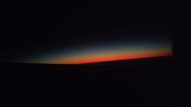 sunrise, black blue orange sky background. High quality photo