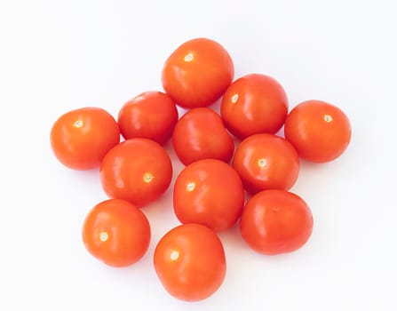 Shot of the cherry tomatoes on the white background