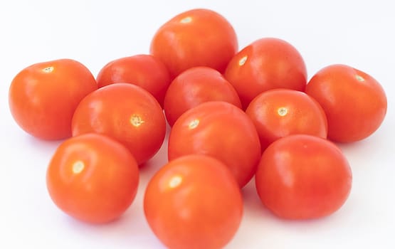 Shot of the cherry tomatoes on the white background