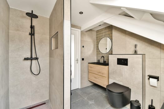 A sleek and contemporary bathroom featuring minimalist design, neutral tones, and modern fixtures, ideal for modern living spaces.