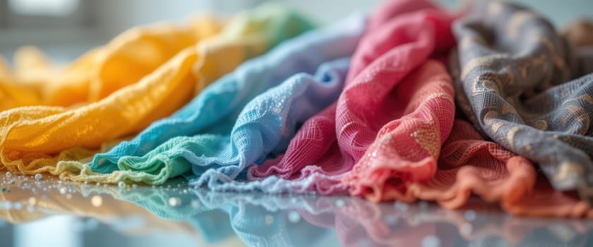 Colorful fabrics, wide background